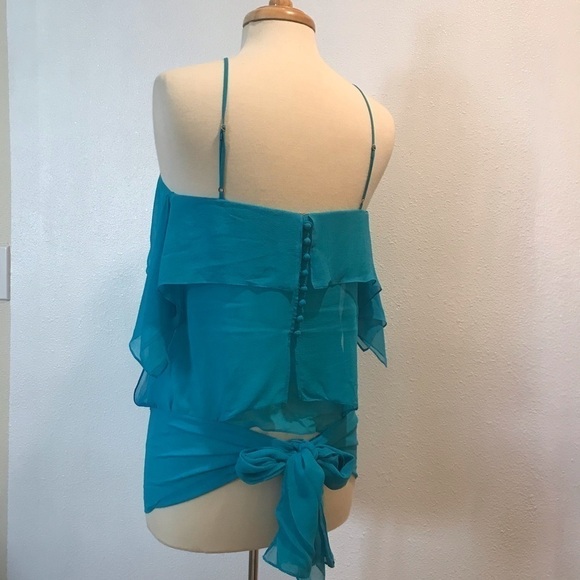 Maxazria Collection halter top Sz S/M aqua wrap - Picture 3 of 8